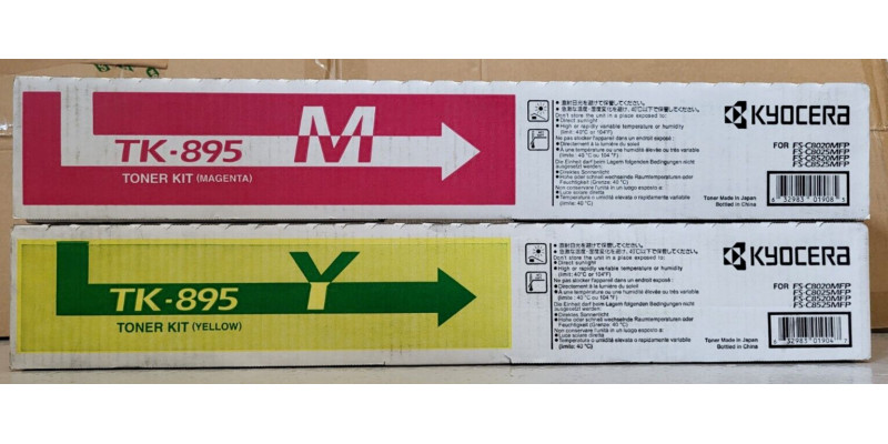 2 Toner Kyocera TK-895M TK-895Y Neu OVP A-Ware Original FS-C8020MFP . 