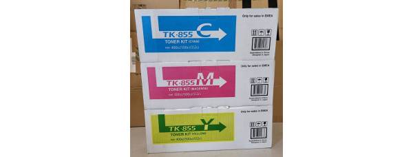 3 Toner Kyocera TK-855C TK-855M TK-855Y Neu OVP A-Ware Original 400ci, 500ci Rg 