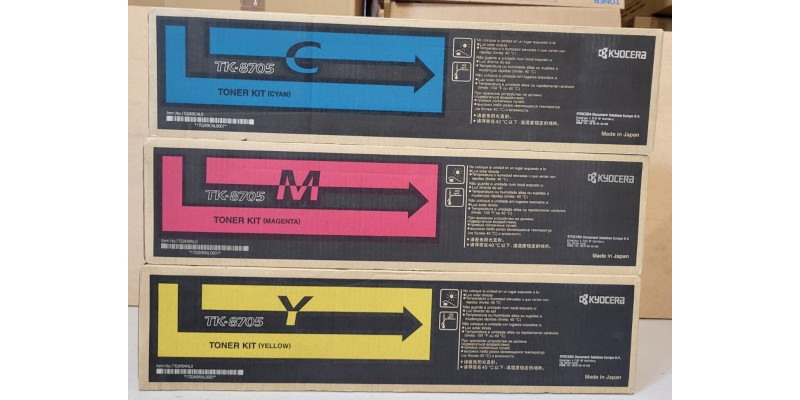 3 Toner Kyocera TK-8705C TK-8705M TK-8705Y Neu OVP A-Ware Original 6550ci . 
