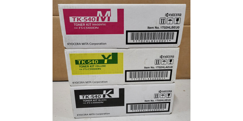 3 Toner Kyocera TK-540M TK-540Y TK-540K Neu OVP Original FS-C5100DN . 