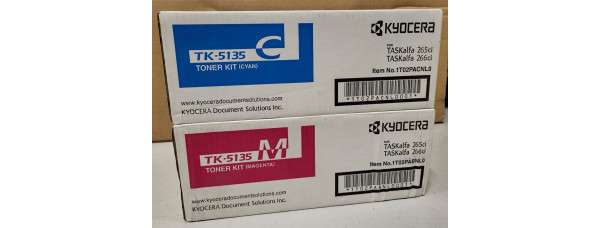 2 Toner TK-5135C TK-5135M Cyan Magenta Neu OVP Original TASKalfa 265ci . 