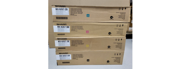4 Toner Sharp MX-62GT-BA MX62GT-CB MX-62GT-MB MX-62GT-YB Neu OVP B-Ware MX-6200N 