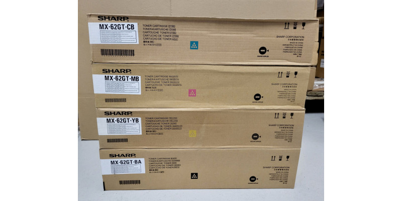 4 Toner Sharp MX-62GT-BA MX62GT-CB MX-62GT-MB MX-62GT-YB Neu OVP B-Ware MX-6200N 
