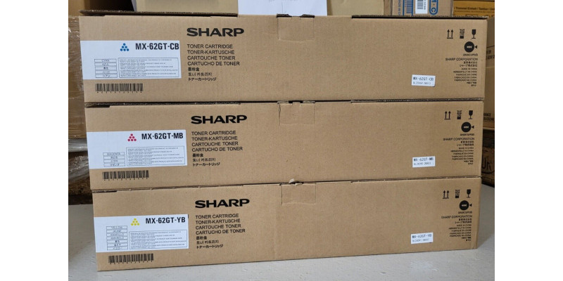 3 Toner Sharp MX-62GTCB MX-62GTYB MX-62GTMB CMY Neu OVP A-Ware MX-6240 . 