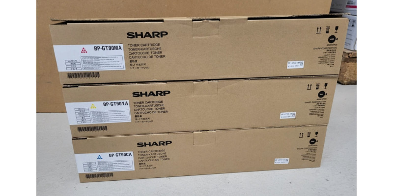 3 Toner Sharp BP-GT90CA BP-GT90MA BP-GT90YA Neu OVP A-Ware Original Sharp BP-90 