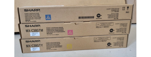 3 Toner Sharp MX-C38GTC MX-C38GTY MX-C38GTM Neu OVP A-Ware Original MX-C310 MwSt 