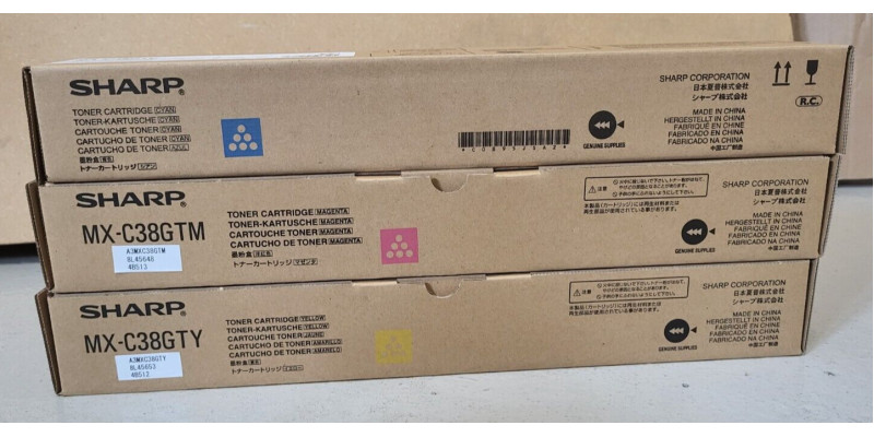 3 Toner Sharp MX-C38GTC MX-C38GTY MX-C38GTM Neu OVP A-Ware Original MX-C310 MwSt 
