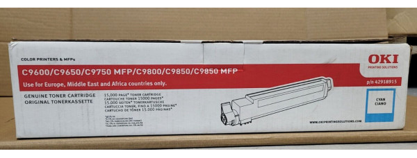 Toner OKI 42918915 Cyan Neu OVP A-Ware Original C9600, C9650, C9750 . 