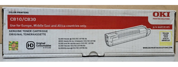 Toner Oki 44059105 Gelb Neu OVP B-Ware Original Oki C810 C830   