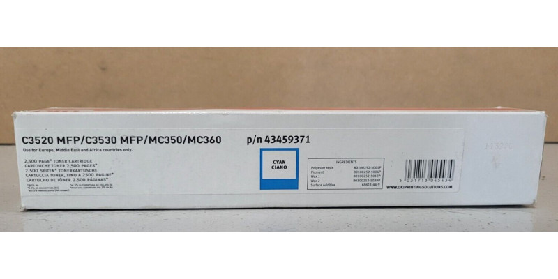 Toner OKI 43459371 Cyan Neu OVP A-Ware Original C3520 MFP, C3530 MFP . 