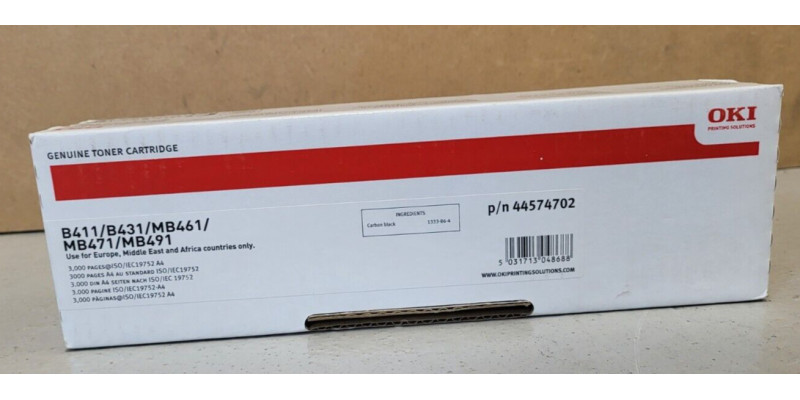 Toner OKI 44574702 Schwarz Neu OVP A-Ware Original B411 B431  . 