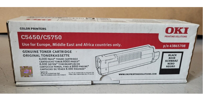 Toner OKI 43865708 Schwarz Neu OVP A-Ware Original C5650 C5750  . 