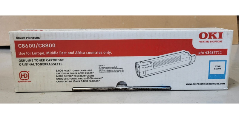 Toner OKI 43487711 Cyan Neu OVP A-Ware Original C8600 C8800  . 
