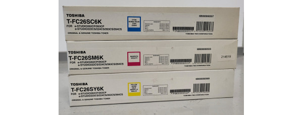 3 Toner Toshiba T-FC26SC6K T-FC26SM6K T-FC26SY6K Neu OVP A-Ware Original  
