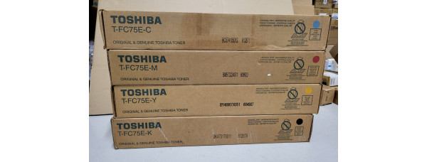 4 Toner Toshiba T-FC75E-C T-FC75E-M T-FC75E-Y T-FC75E-K Neu OVP A-Ware . 