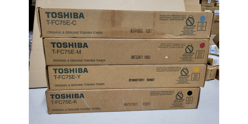 4 Toner Toshiba T-FC75E-C T-FC75E-M T-FC75E-Y T-FC75E-K Neu OVP A-Ware . 