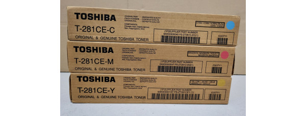 3 Toner Toshiba T-281CE CMY Neu OVP A-Ware Original e-STUDIO 281, 351  