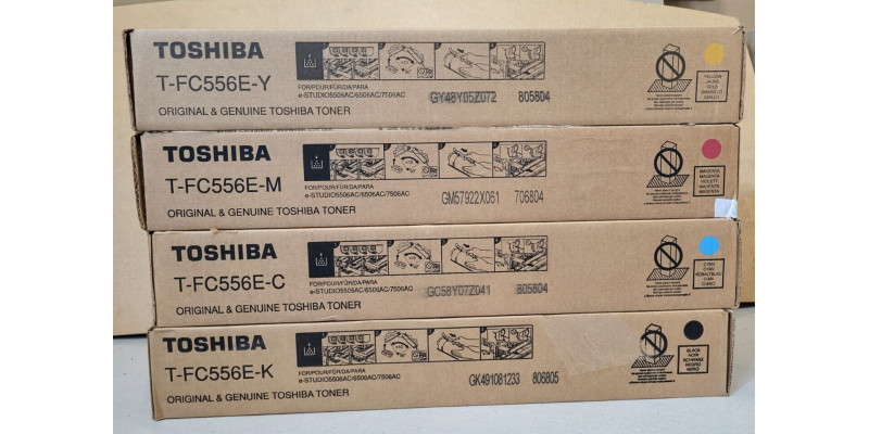 4 Toner Toshiba T-FC556E-C T-FC556E-M T-FC556E-Y T-FC556E-K Neu OVP B-Ware . 