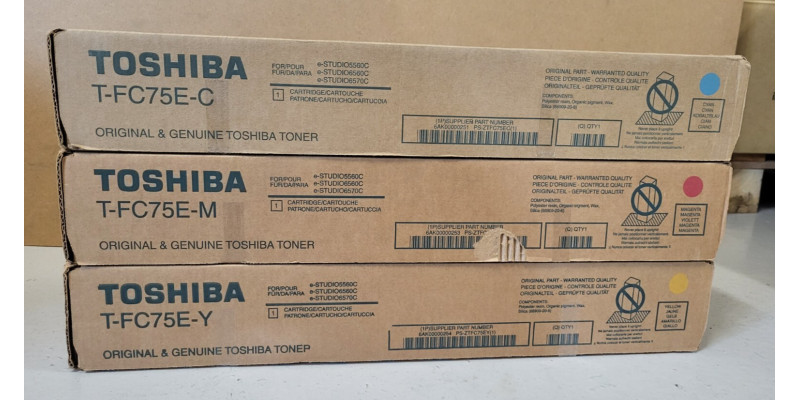 3 Toner Toshiba T-FC75E-C T-FC75E-M T-FC75E-Y Neu OVP e-STUDIO 5560C . 