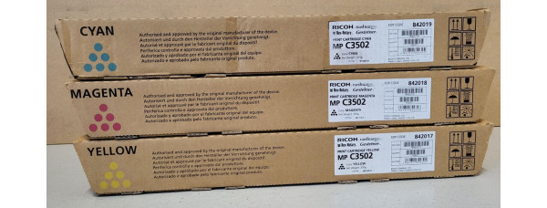 3 Toner Ricoh MP C3502 842017 842018 842019 CMY Neu OVP A-Ware Original . 