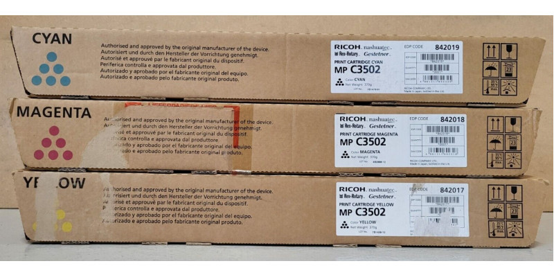 3 Toner Ricoh 842017 842018 842019 CMY Neu OVP Original MP C3502 . 