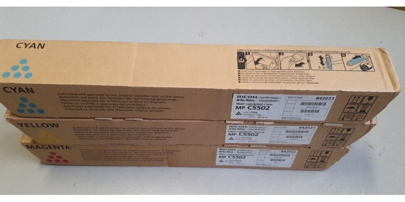 3 Toner Ricoh MP C5502 CMY Neu OVP A-Ware Original Aficio MP C4502 . 