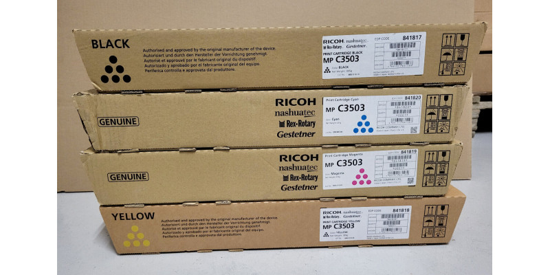 4 Toner Ricoh MP C3503 CMYK Neu OVP A-Ware 841817 841818 841819 841820  