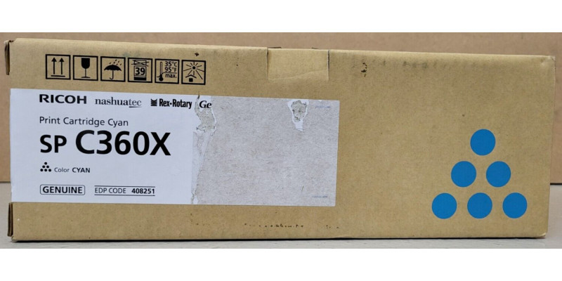 Toner Ricoh SP C360X Cyan 408251 Neu OVP B-Ware Original  . 
