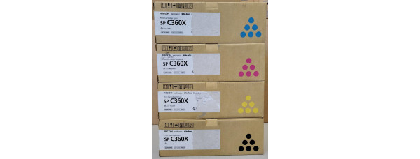 4 Toner Ricoh SP C360X 408250 408251 408252 408253 Neu OVP B-Ware Original . 