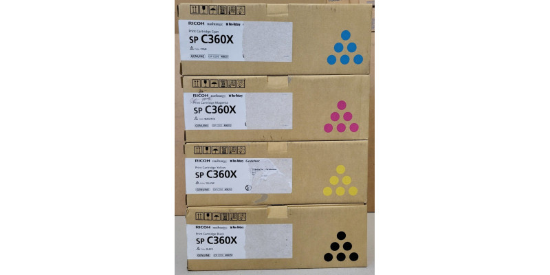 4 Toner Ricoh SP C360X 408250 408251 408252 408253 Neu OVP B-Ware Original . 