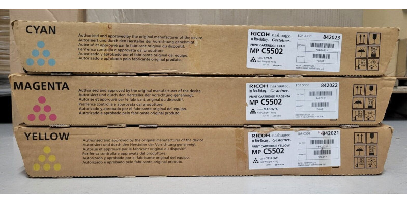 3 Toner Ricoh MP C5502 CMY Neu OVP Original Aficio MP C4502 . 