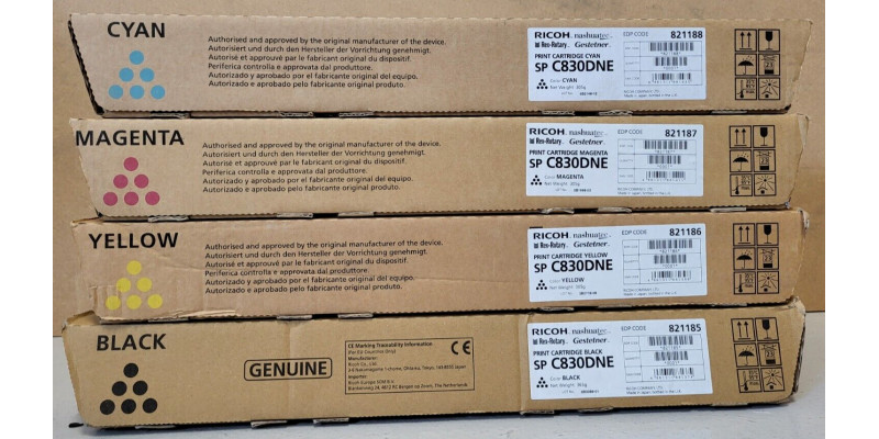 4 Toner Ricoh SP C830DNE 821188, 821187, 821185 Neu OVP A-Ware Original  