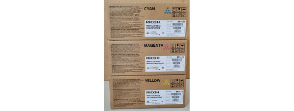 3 Toner Ricoh MP C7501E CMY 841409 841410 841411 Neu OVP A-Ware Original  