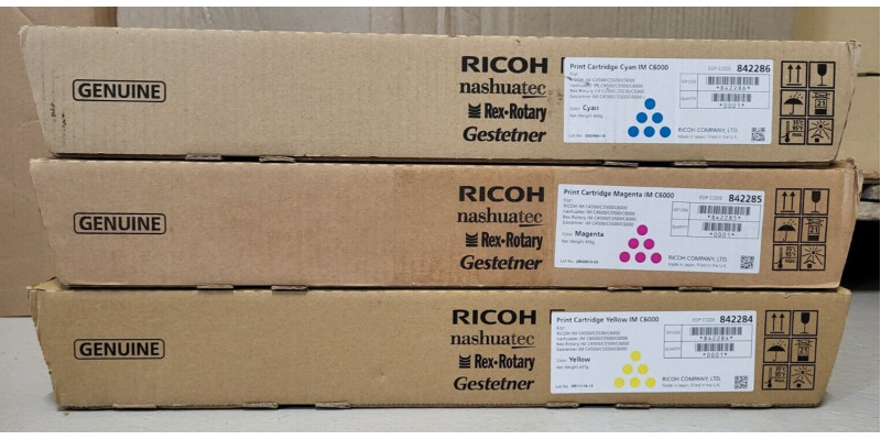3 Toner Ricoh IM C6000 CMY Neu OVP A-Ware Original 842286 842285 842284  
