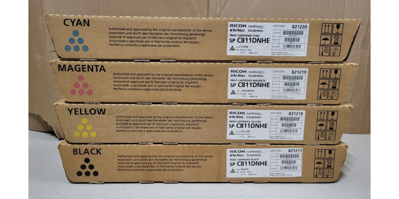 4 Toner Ricoh SP C811DNHE Neu OVP A-Ware Original 821217 821220 821219 821218 
