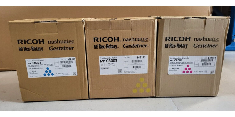 3 Toner Ricoh MP C8003 842195 842194 842193 Neu OVP A-Ware Original . 