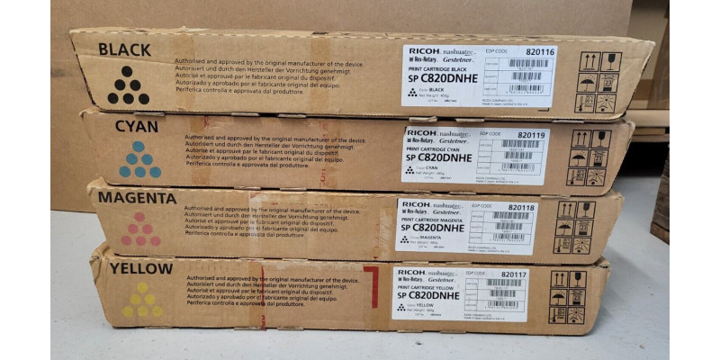 4 Toner Ricoh SP C820DNHE CMYK Neu OVP Original 820116 820119 820117 820118  