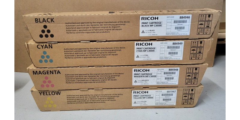 4 Toner Ricoh MP C3000E 884946 884949 884948 884947 Neu OVP A-Ware Original  