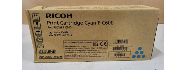 Toner Ricoh P C600 Cyan 408315 Neu OVP A-Ware Original . 