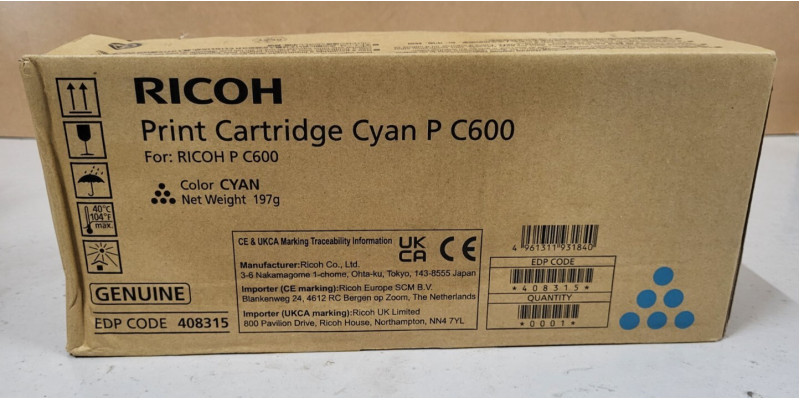 Toner Ricoh P C600 Cyan 408315 Neu OVP A-Ware Original . 