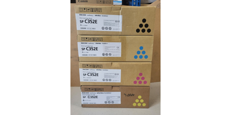 4 Toner Ricoh SP C352E 408216 408217 408218 408215 Neu OVP Original . 