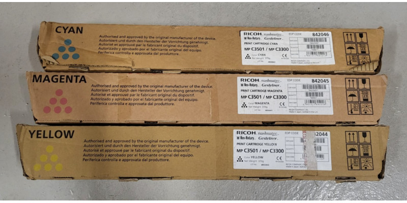 3 Toner Ricoh MP C3501 / MP 3300 842046 842045 842044 Neu OVP Original . 