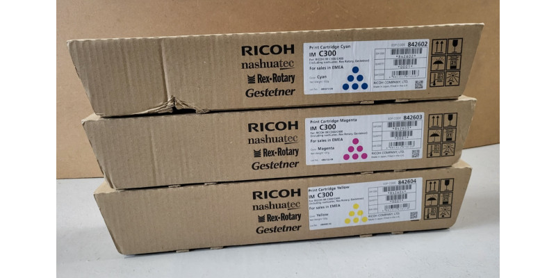 3 Toner Ricoh IM C300 842602 842603 842604 Neu OVP A-Ware Original Rg MwSt. 