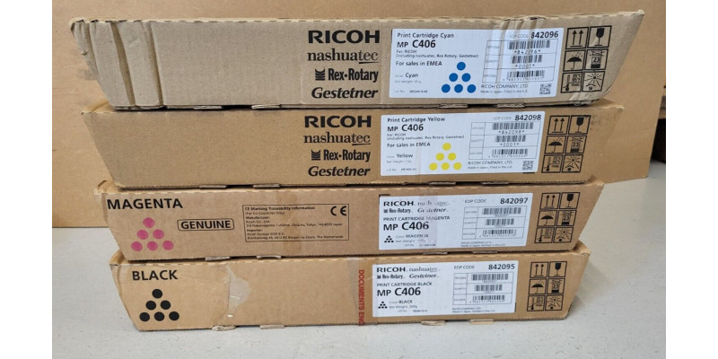 4 Toner Ricoh MP C406 842096 842097 842098 842095 CMYK Neu OVP Original Rg MwSt 