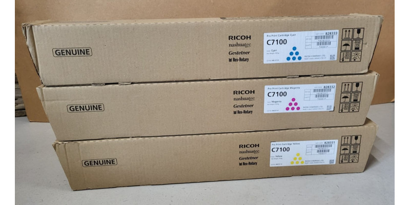 3 Toner Ricoh 828333 828332 828331 CMY Neu OVP A-Ware Original Pro C7100 Rg MwSt 