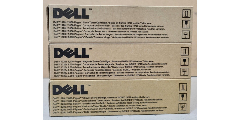 3 Toner Dell MYK DT615, WM138, PN124 Neu OVP A-Ware Original Dell 1320c . 