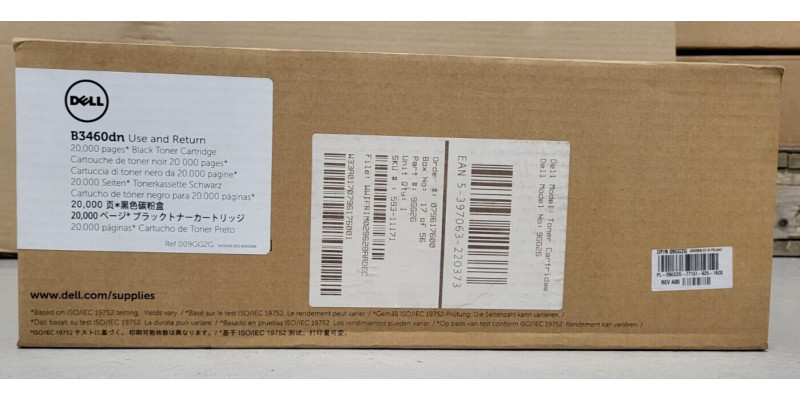 Toner Dell 9GG2G Schwarz Neu OVP A-Ware B3460dn Original  . 