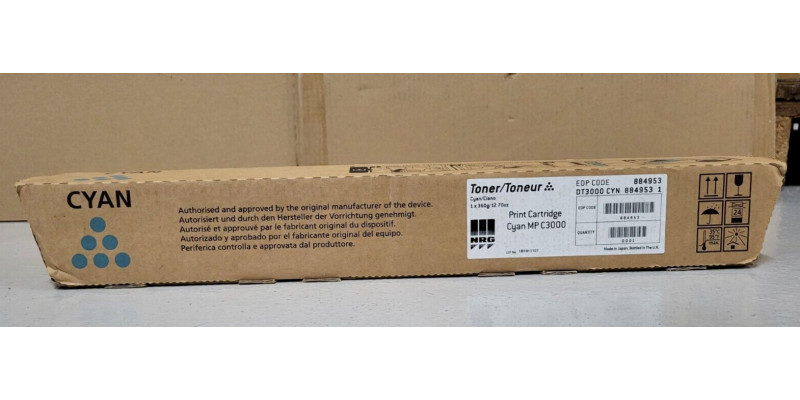 Toner NRG MP C3000 Cyan 884953 Neu OVP A-Ware Original Aficio MP C2000 . 