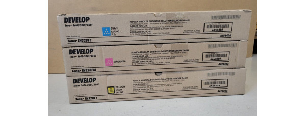 3 Toner Develop TN328FC TN328FM TN328FY Neu OVP A-Ware Original ineo +360i  