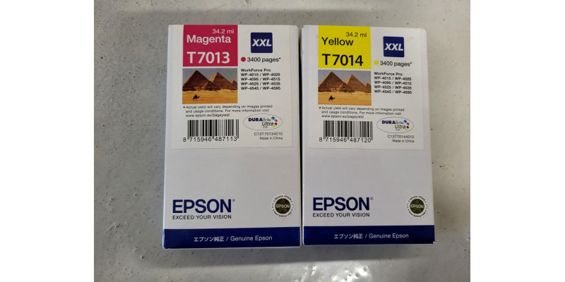 2 Tintenpatronen T7013 T7014 Magenta Gelb Neu OVP B-Ware Original WP-4015 . 